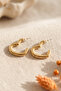 Gold Color Modern Heart Figured Earrings - 4