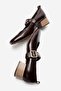 Felinia Women's Genuine Leather Shoes Burgundy Short Heeled Square Toe - 6