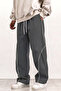 3-Piece Men's Oversized Sweatpants with Piping Detail, Wide Legs, Comfortable Fit, Black-Smoke-Grey - 3