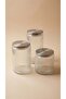 Set of 3 Metal Vacuum Lid Glass Storage Containers 1000 ml 1500 ml 2000 ml |   Ribbed Glass Jar - 2