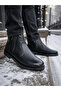 Men's Black Winter Fur-Lined Rubber Sole Stylish Casual Men's Comfortable Boots - 3
