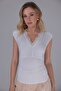 Women's V-Neck Padded Lace-Detail Lycra Stretch Fabric Sleeveless Blouse - 4