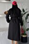 Women's Long Linen Trench Coat |   Double-Breasted Collar Belted Double-Button Oversized Trench Coat - 6
