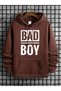 Men's Brown Bad Boy Printed 3 Thread Hooded Hoodie Sweatshirt