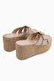 Malena Beige Straw Wedge Heeled Women's Slippers - 5