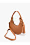 Faux Leather Zippered Half Moon Shoulder Bag - 4