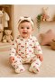100% Cotton Premium Ribbed Cotton Cherry Patterned Baby Girl Snap Fastener Long Sleeve Jumpsuit