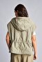 Water Repellent Relax Fit Hooded Crinkle Fabric Vest H2715Ax26Au - 6
