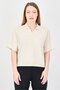 Women Relaxed Fit Short Sleeve Outdoor Crop Polo Shirt, Beige