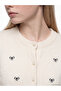 Xside White Crew Neck Bow Embroidered Women's Knitwear Cardigan - 3