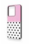 Vivo Y35 Compatible Pink Striped Polka Dot Patterned Silicone Case - 4