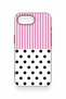 iPhone 16E Compatible Pink Striped Polka Dot Patterned Silicone Case - 2