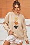 Unisex Heart Printed Crew Neck Sweatshirt