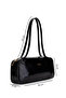 Women's Genuine Leather Black Wrinkled Patent Leather Handbag - 2