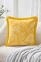 Set of 4 Fringed Throw Pillow Covers with Elephant Figures, Botanical Patterns and Yellow Stripes - 6