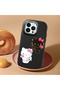 iPhone 14 Pro Compatible Case with Camera Protector Black Silicone Couple Phone Case with Kitty Pattern - 2