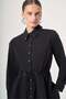 Women's Collared Knitwear Poplin Shirt Black 31444 - 5