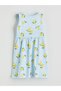 Blue Crew Neck Girls' Dress - 2