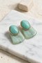 Women's Mint Green Stone Look Geometric Earrings - 2