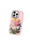 iPhone 15 Pro Max Compatible Case with Camera Protector Pink Silicone Couple Phone Case with Floral Pattern - 3