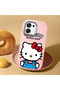 Oppo A6 Pro Compatible Case Camera Protector Pink Silicone Couple Phone Case with Kitty Pattern - 2