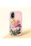 Realme C67 Compatible Case Camera Protector Pink Silicone Couple Phone Case with Floral Pattern