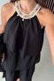 Black Dress with Embroidered Collar 3454 - 3