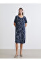 Original Oval Collar Patterned Dress