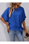 Women's Short Sleeve Crew Neck Side Tie Aerobin Blouse - 2