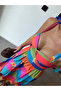 Colorful Checkered Floral Halter Dress - 8079 - 3