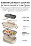 Stainless Steel Lunch Box - Portable Divided Food Container with Cutlery Storage Box Beige - 2