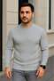 Men's Cycling Round Neck Knitwear Sweater Cotton Thick Corded Fabric Woven, Regular Fit Long Sleeve Winter - 4