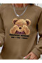 Women's long sleeve crew neck bear pattern viscose two thread blouse - 2