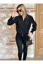 Women's Long Sleeve Flowing Double Breasted Collar Sleeve Tipped Sandy Blouse - 4