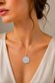 316L Steel Silver Color Chain Zircon Stone Moon Sun Engraved Medallion Model Women's Necklace - 2