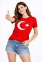T-Shirt Short Sleeve Crew Neck Moon Star Flag Printed T-Shirt - Red - 3