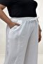 69012 Large Size Elastic Waist Wide Leg Double Tensel Trousers with Pockets - Ecru - 2