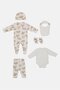 Toddlers Boy 5 Pcs Graphic Print Bodysuit, Grey - 3