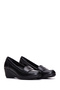 Women's Black Leather Loafer with Filled Heel Af410002Dv - 2