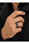 316L Stainless Steel Black Ataturk Signature Striped Unisex Ring Gift
