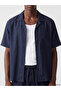 Xside Navy Blue Comfortable Fit Linen Look Men's Shirt - 3