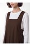 Peak New Season Brown Square-Neck Gabardine Gilet Dress - 3