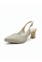 Gold Shiny Stone Decorated Close-Toe Evening Dress Shoes with Goggle Heel
