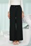 Black Elastic Waist Pocketed Cupra Trousers - 2