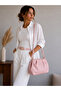 Soft Leather Drawstring Powder Women's Shoulder Bag with Adjustable Strap and Knot Detail, Zipper Closure - 2