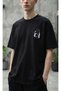 Unisex Black Homer Simpson Printed Oversize Fit Crew Neck Premium T-Shirt with Chest Detail - 2