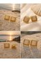 Gold Square Stone Earrings Vintage Women's Earrings Elegant Modern and Stylish Design - 3