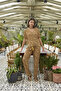 Floral and Leaf Patterned Buttoned Front Top and Bottom Set - 4
