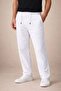 Men's Linen Pocket Trousers with Elastic Waist, Lace-Up Front, Zipper - White Mariposa Secret