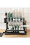 Dish Drying Rack 2 Tier Dish Rack Dish Drying Stand with Utensil Holder & Drainboard Tray & C - 2